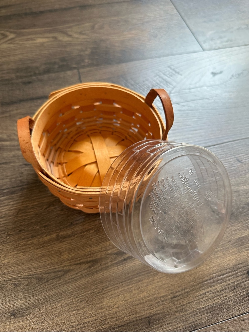 Longaberger Small Basket with Protector and Leather Handles (2002)